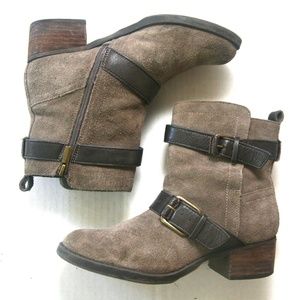 Sz 7 - SOLE SOCIETY Kai Taupe Suede Biker Boots